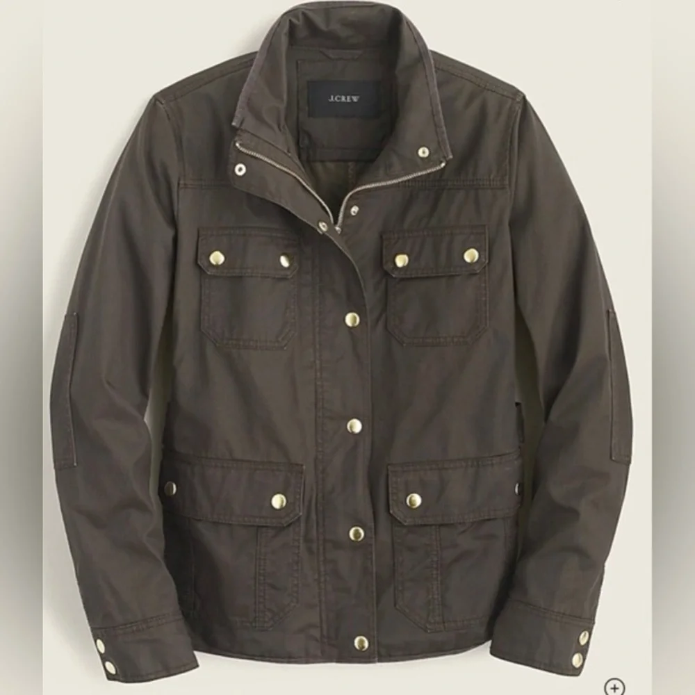 J. Crew Downtown Olive Green Utility Waxed Field Jacket Size XS - Picture 2 of 16